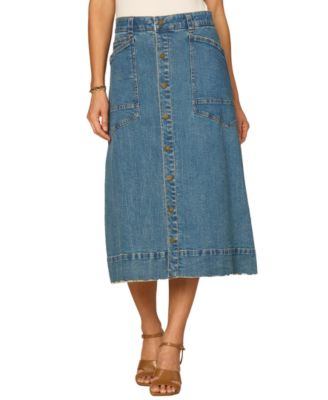 Petite A-Line Snap Front Skirt