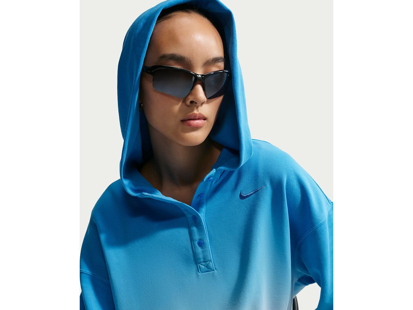 Женское худи Nike Sportswear Phoenix Fleece Oversized Henley, цвет: Синий — фото 4