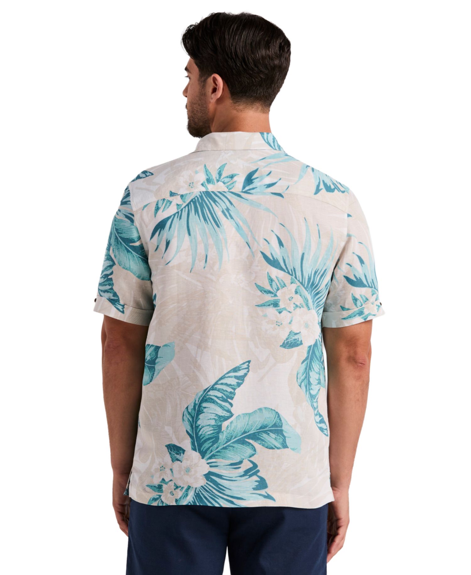 Men's Linen Blend Palm Print Shirt