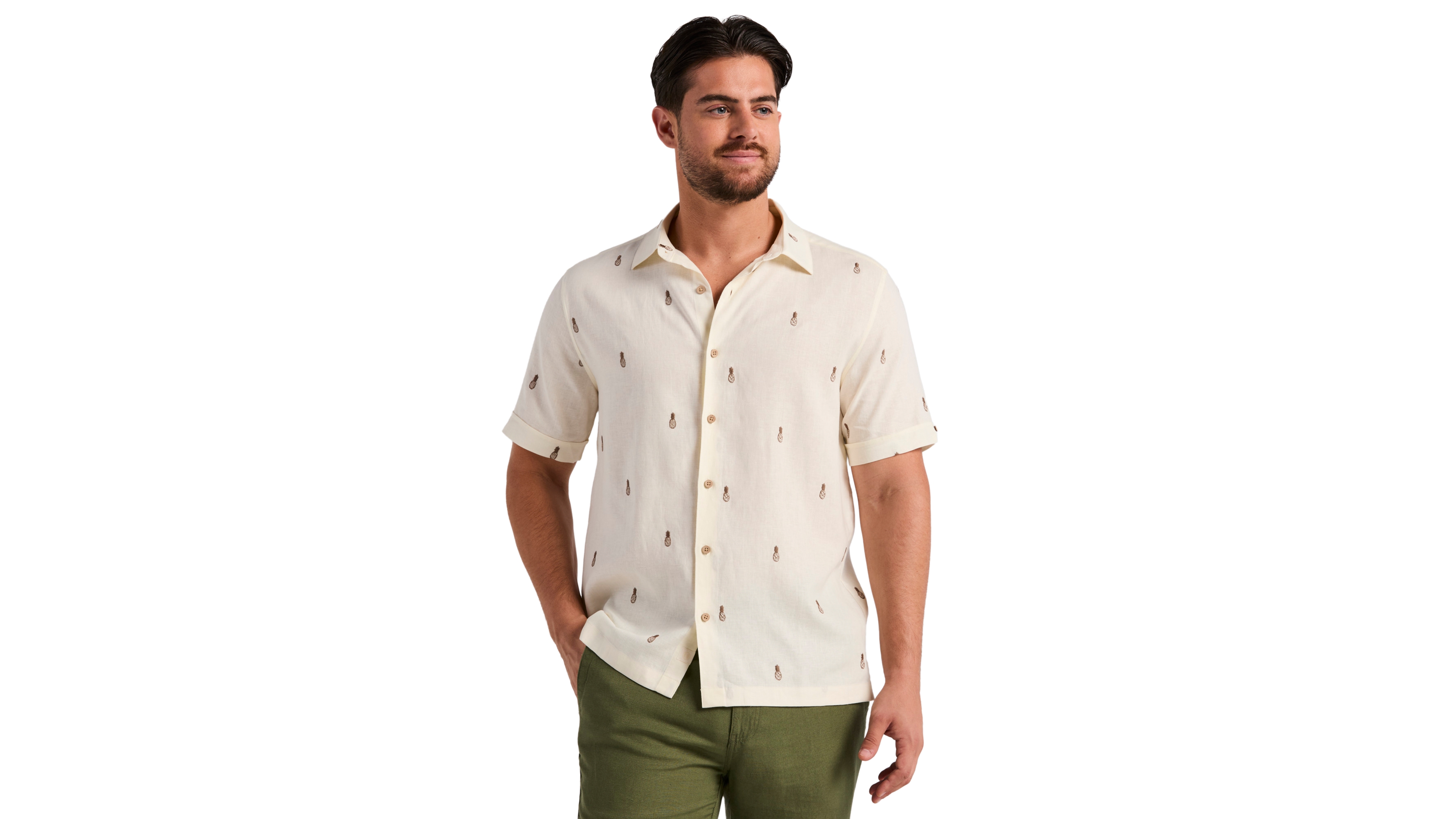Cubavera Men's Pineapple Embroidered Shirt