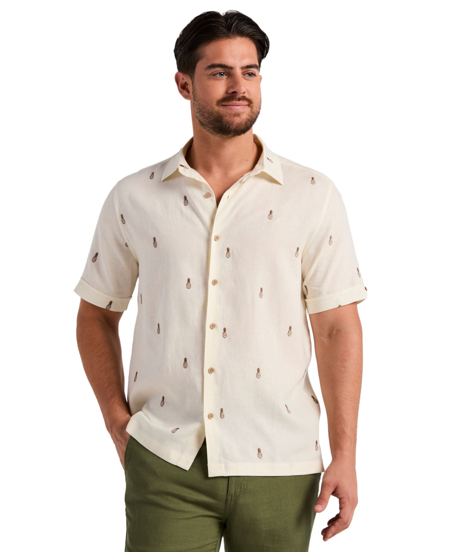 Men's Pineapple Embroidered Shirt