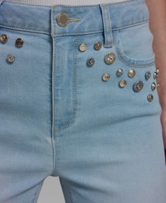 Petite Mid-Rise Studded Jeans