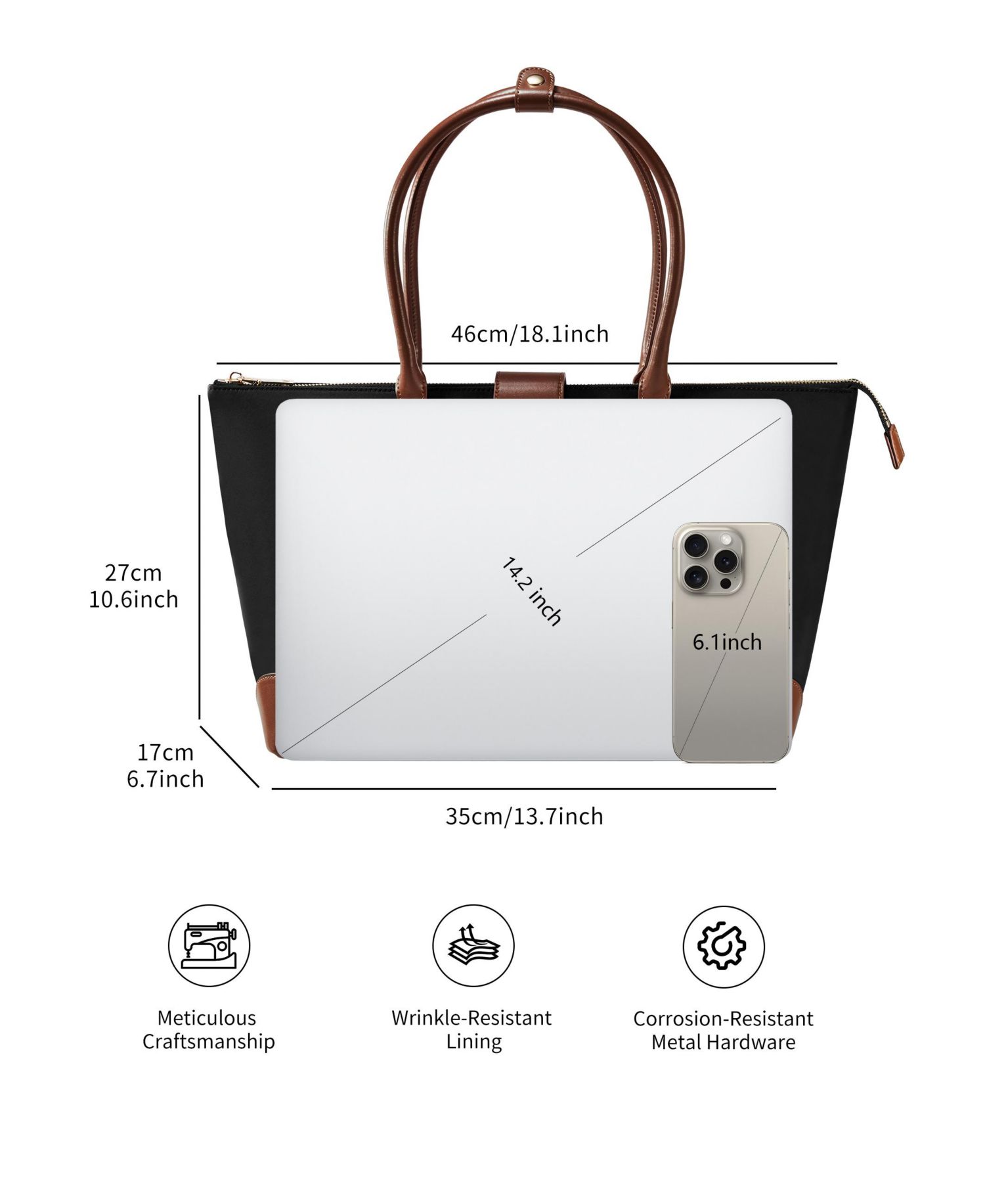 Women's Tote Nylon Top Zip Medium Lifestyle Bag - Bags for Women by Eve Victoria Hyde