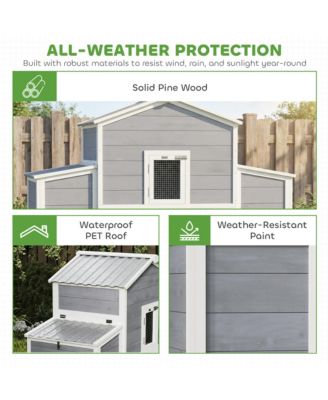 arge Chicken Coop, Wooden Chicken House with 2 Nesting Boxes