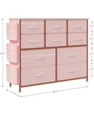 10-Drawer Fabric Dresser Chest: Spacious Organizer with Side Pockets & Hooks