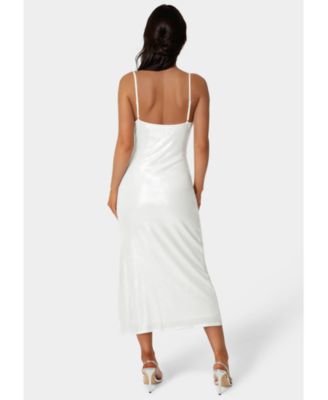 Women's Foil Metallic Slinky Cowl Maxi Dress