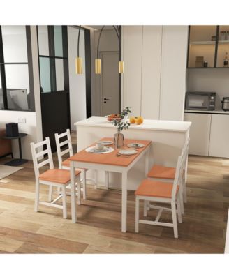 5pc Dining Table Chairs Set Solid Wood Kitchen Breakfast Dinette Furniture