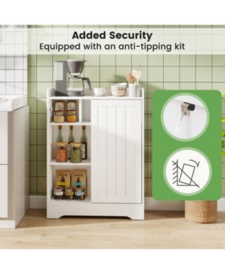 Bathroom Floor Cabinet w/2 Sliding Doors and Adjustable Shelves for Small Spaces