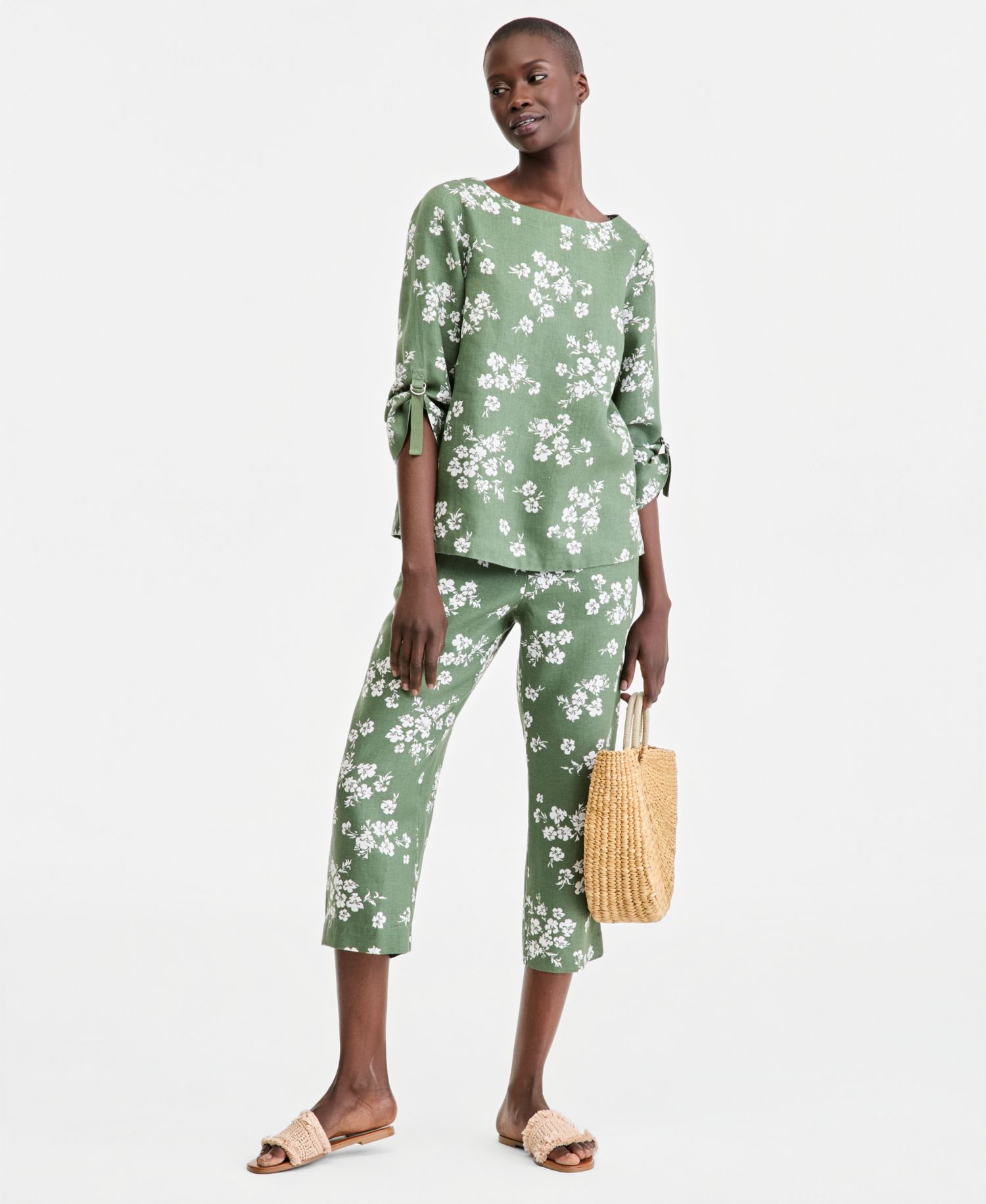 Women's Lined Printed Cropped Pants