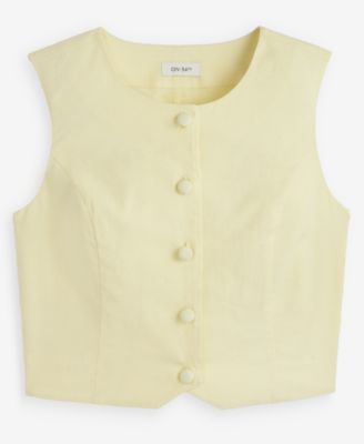 On 34th Women's Cropped Linen Blend Button-Front Vest, Macy's