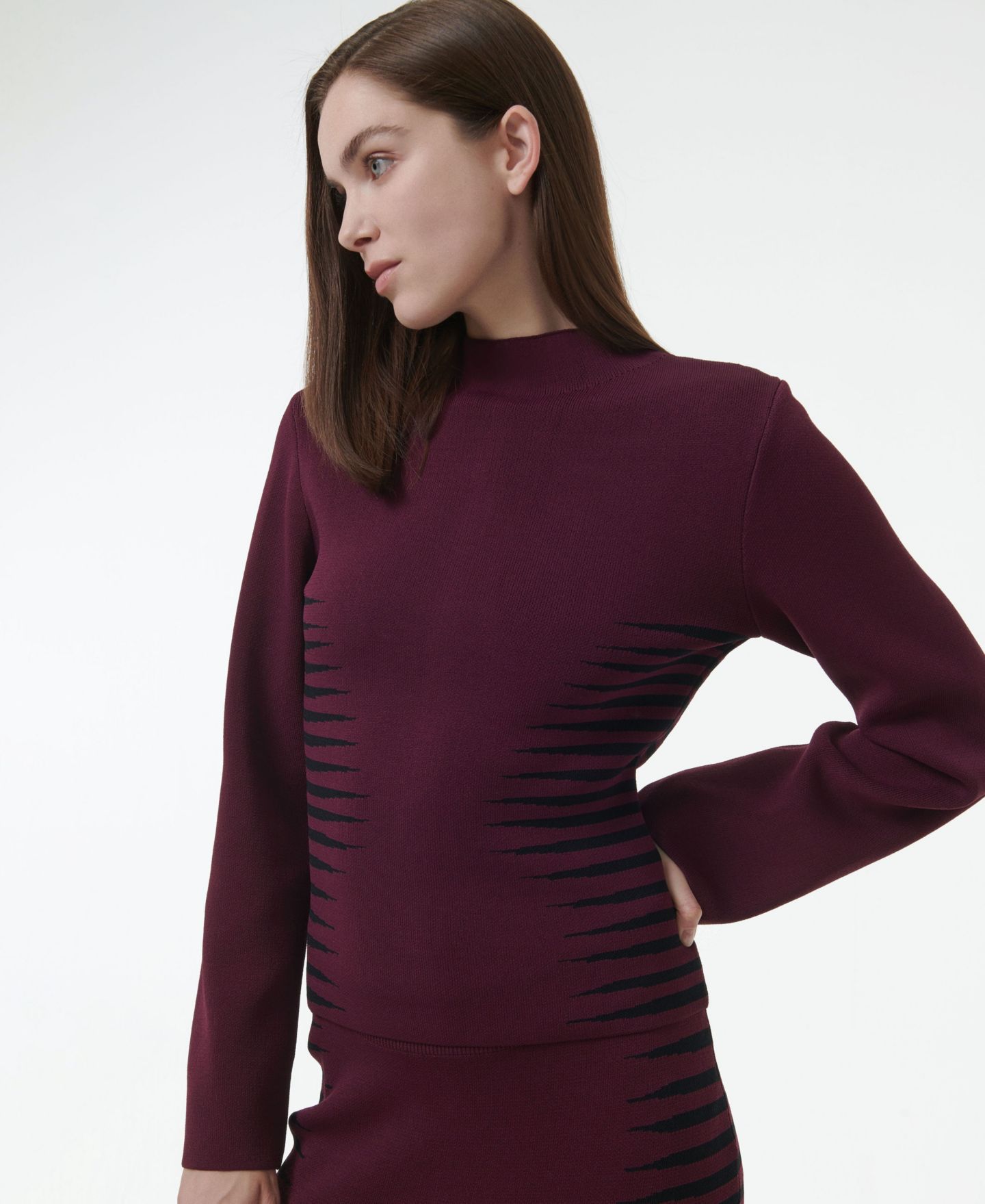 Женский топ Leem Jacquard Knit Fitted, цвет: Красный — фото 4