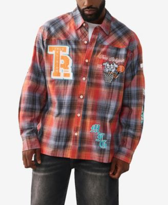 Men's Patch Long-Sleeve Flannel Shirt