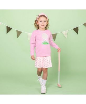 Big Girls Golf Tee Bow Patch Sweatshirt