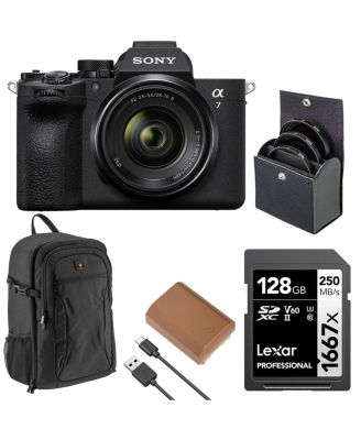 Alpha a7 V Mirrorless Camera with FE 28-70mm f/3.5-5.6 OSS II Lens, Bundle with Li-Ion Battery, 128GB Memory Card, Backpack and 55mm Filter Kit