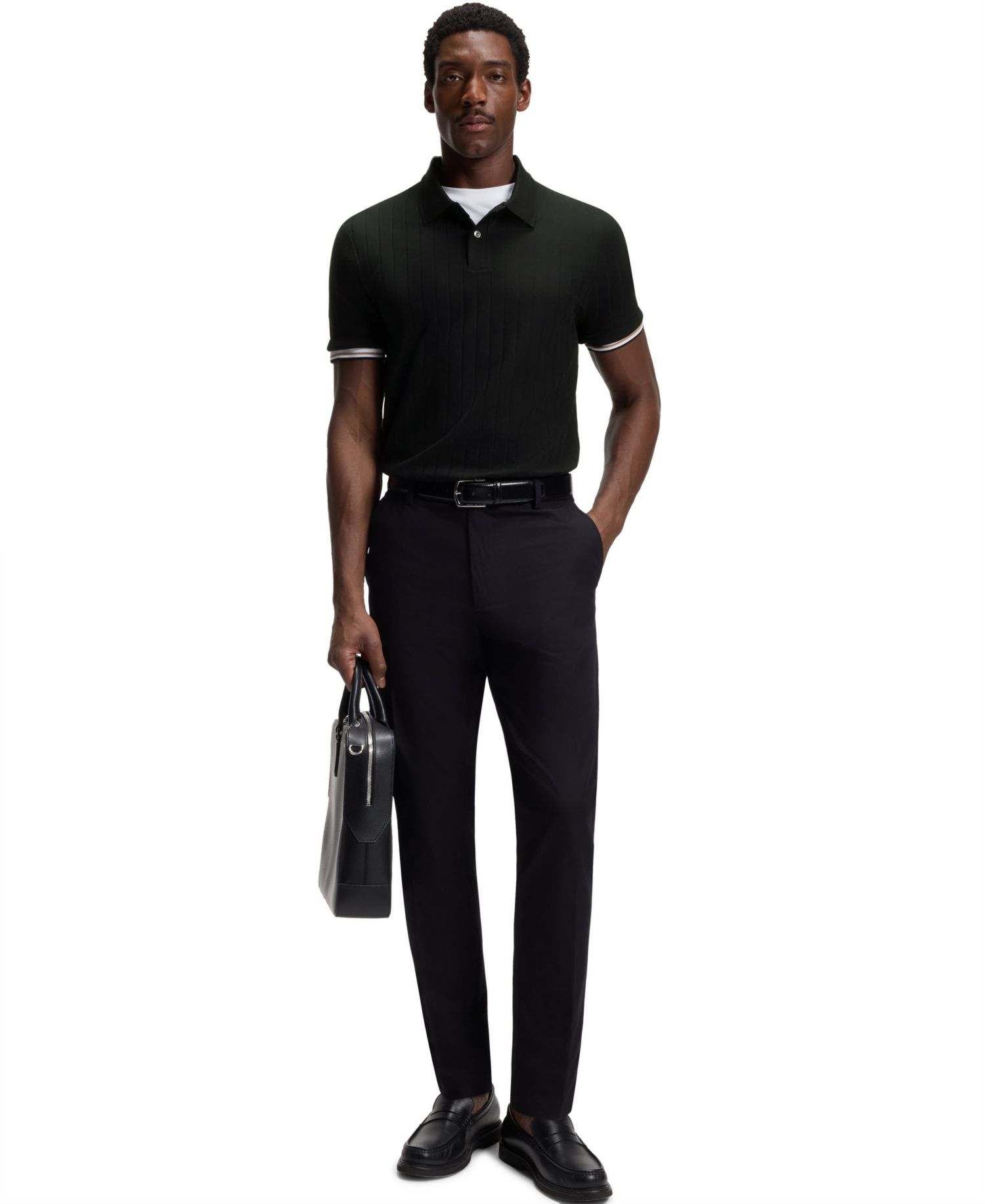 Men's Mercerized-Cotton Vertical Stripes Polo Shirt