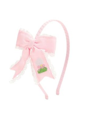 Little and Big Girls Golf Tee Embroidered Lace Bow Headband
