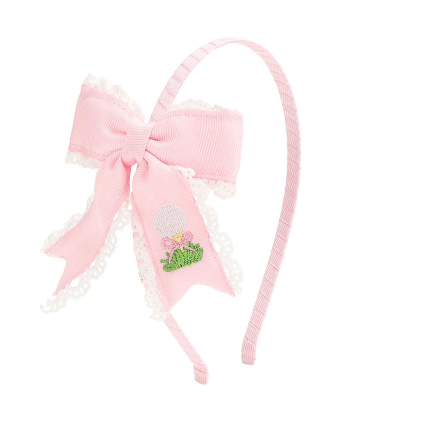 Аксессуары для волос Sweet Wink Golf Tee Embroidered Lace Bow Headband для девочек, цвет: Розовый — фото 1