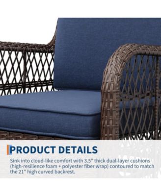 Swivel Wicker Glider Patio Chairs, 3 Piece Outdoor Wicker Rattan Swivel Rocking Chair Set, 360-Degree Swivel Rocking Chair