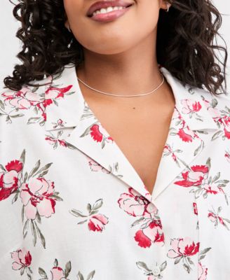 Plus Size Bennie Point Collar Camp Shirt