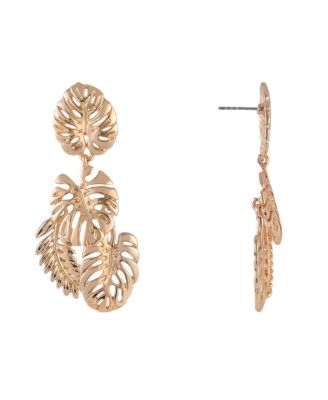 Gold Tone Leaf Drop Earrings