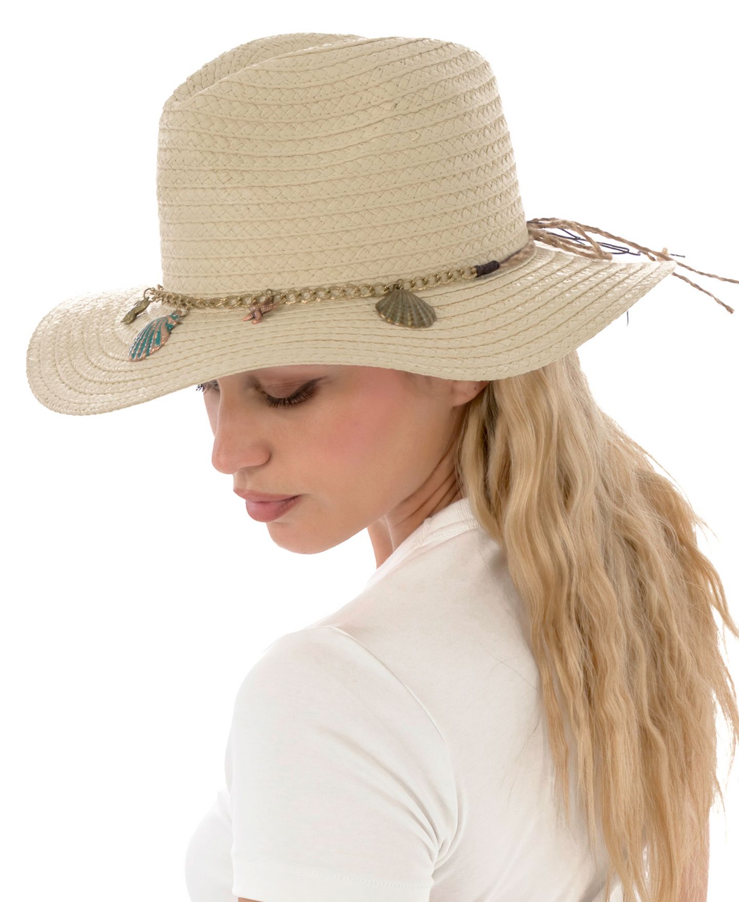 Женский головной убор Marcus Adler Straw Shell Trim Panama Hat, цвет: Натуральный — фото 2