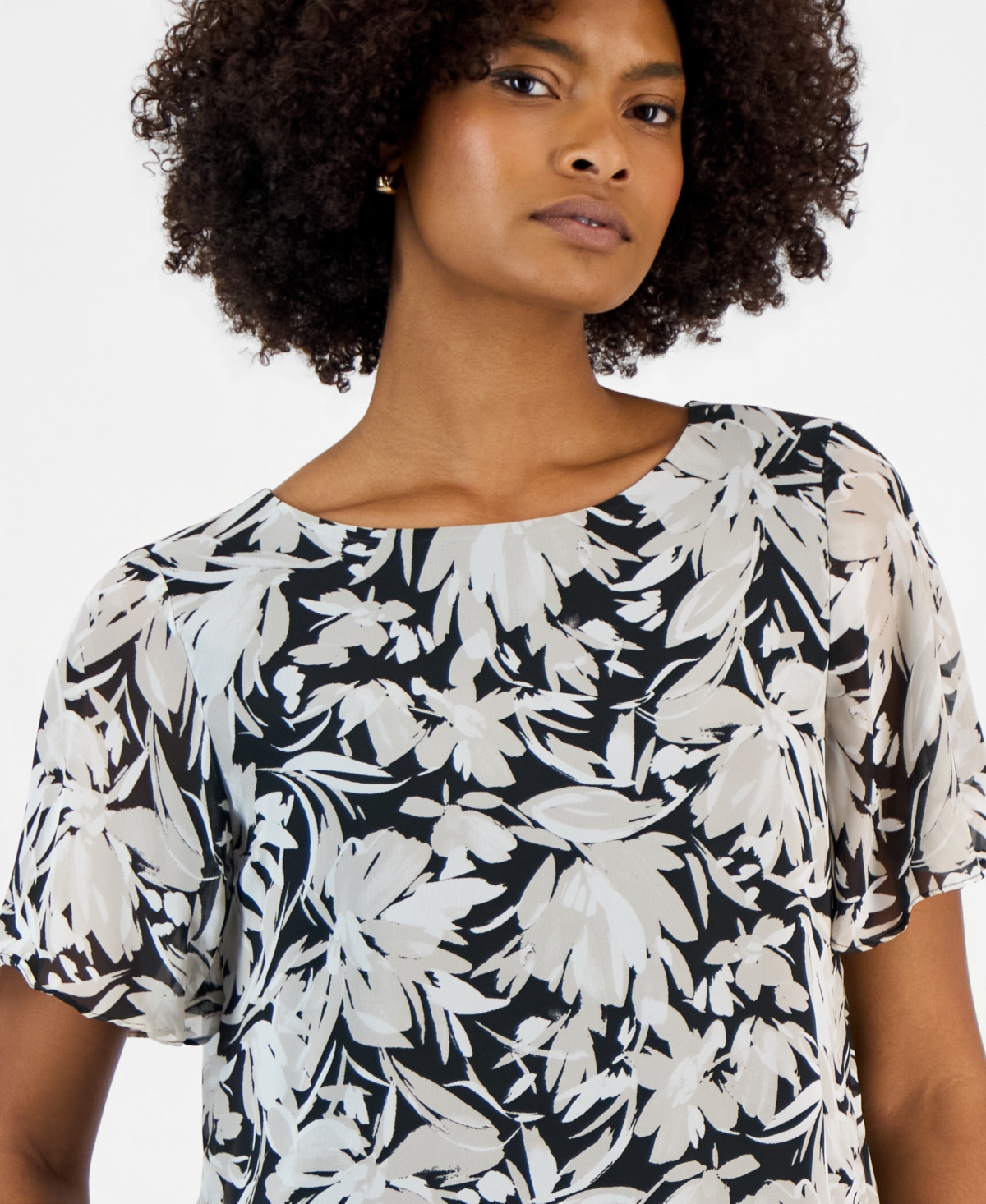 Kasper Women's Printed Short-Sleeve Top