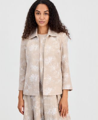 Women's Boxy Floral Embroidered Jacket, Regular & Petite