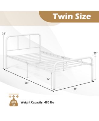 12-Inch Twin Bed Frame Modern Metal Platform Bed w/ Headboard & Footboard