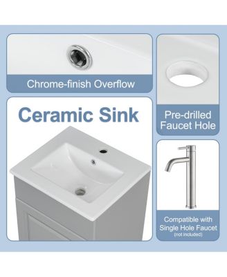  Bathroom Vanity with Sink, Painted MDF Cabinet, Soft Close Door, Adjustable Shelf & Organizer for Small Spaces