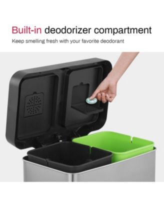 10.6 gallon rectangular step-on recycling trash can with two 20 liter compartments