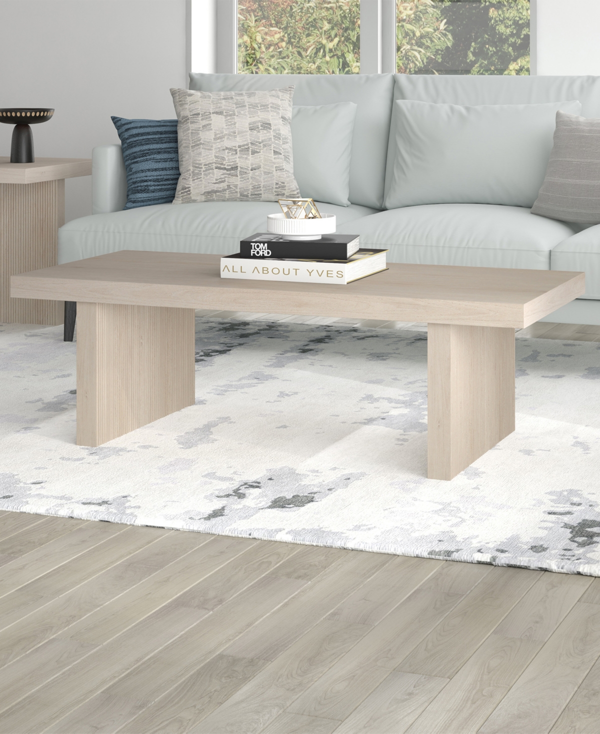 Hudson & Canal Soren 48" Wide Rectangular Fluted Coffee Table