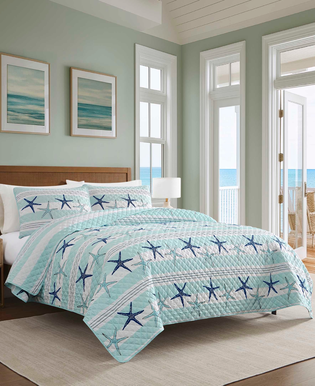 Avanti Starfish Stripe Reversible 3-Pc. Quilt Set