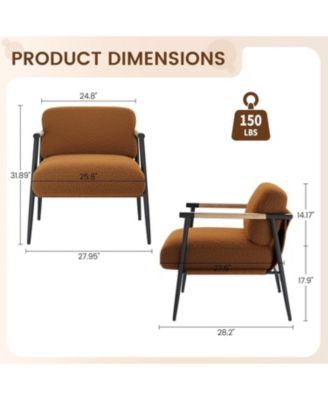 Modern Accent Chair with Metal Frame, Upholstered in Plush 420g Teddy Sherpa Fabric Cozy Reading Chair