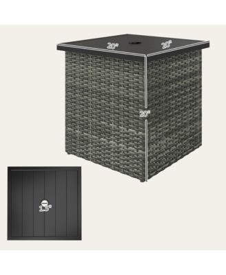 Wicker Side Table, Square PE Rat Outdoor End Table