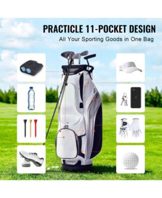 Golf Cart Bag, 14-Way Divider Top, 36", 13 Pockets, Premium Nylon, Handles, Dust Cover & Detachable Straps.
