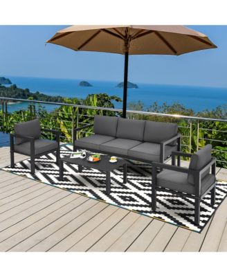 4-Piece Outdoor Patio Furniture Set Sectional Sofa Set Coffee Table