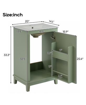 Small Bathroom Vanity Cabinet with Ceramic Sink, Soft Close Door & Ample Storage for Compact Spaces
