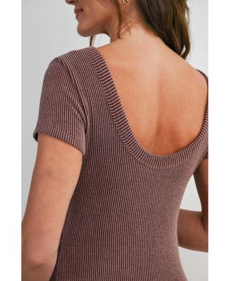 Women's Maternity Bodycon Ribbed Knit Short Sleeve Midi Dress