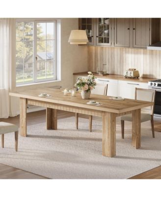 79 Inch Wood Dining Table for 6-8 People, Extra Long Kitchen Table