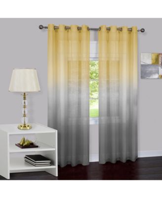 Tropical Living Semi Matte Sheer Ombre Chic Grommet Top Window Curtains - 52 in. W x 84 in. L