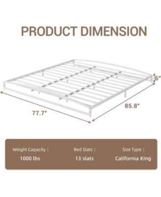King Low Bed Frame 6 Inch Heavy Duty Metal Platform Mattress Foundation Noise-Free No Box Spring Easy Assembly