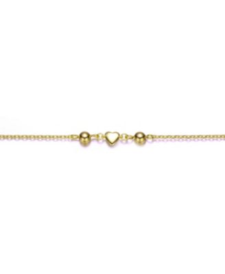 Dainty 14k Gold Plated Tiny Heart & Bead Charms Bracelet