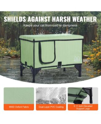 Heated Elevated Cat House with Adjustable Temperature and Timer