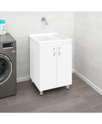 Demolotion Utility Sink Cabinet with Dual Compartments and Storage, Modern Design