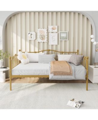 Twin Daybed Frame Metal Platform Sofa Bed Headboard Storage No Box Spring Heavy Duty Steel Slats