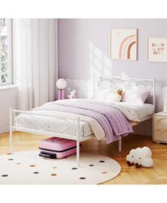 Metal Bed Frame Headboard Footboard Platform Steel Slats Easy Assembly No Box Spring.
