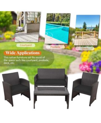 8PCS Patio Rattan Furniture Set Cushioned Chair Sofa Table