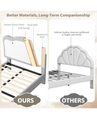   Bed Frames for Kids with Soft headboard, Velvet Low Bed Frame for Girls, Boys, No Box Spring Needed