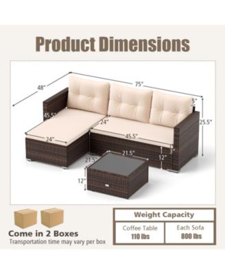 4 Seats Outdoor Patio Furniture Set L-Shaped Couch Set for Yard