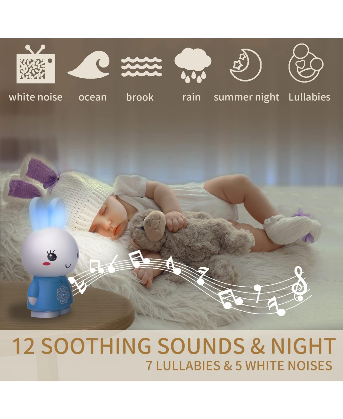 Alilo Honey Bunny Kids Audio Player – Musical Story Toy with Nightlight & Soothing Sounds